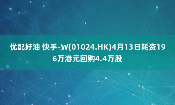 优配好油 快手-W(01024.HK)4月13日耗资196万港元回购4.4万股